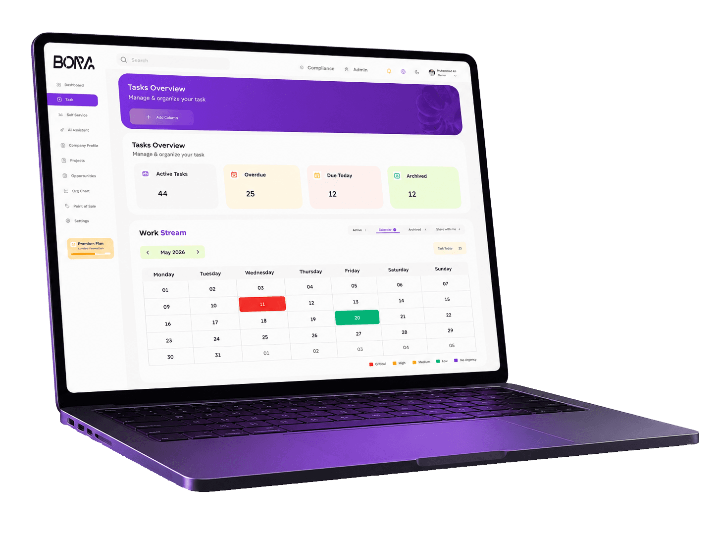 BORA platform on laptop